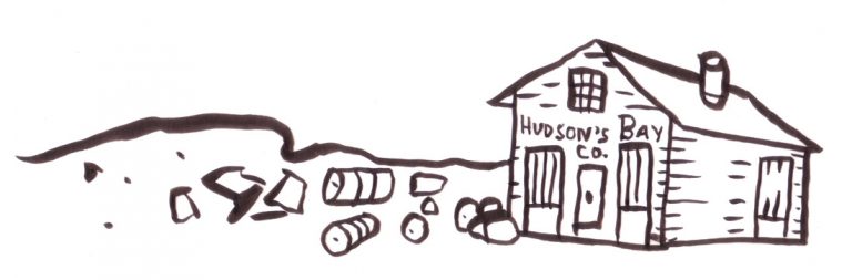 A drawing of the Hudson's Bay outpost, drawn by Teva Harrison