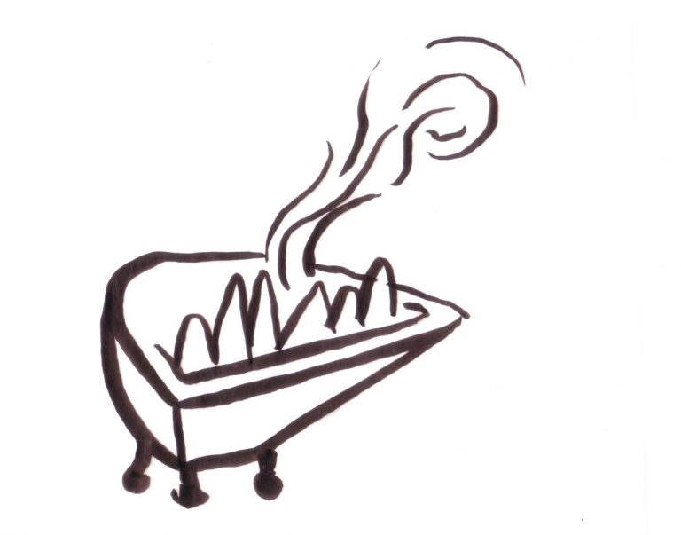 A Qulliq, drawn by Teva Harrison