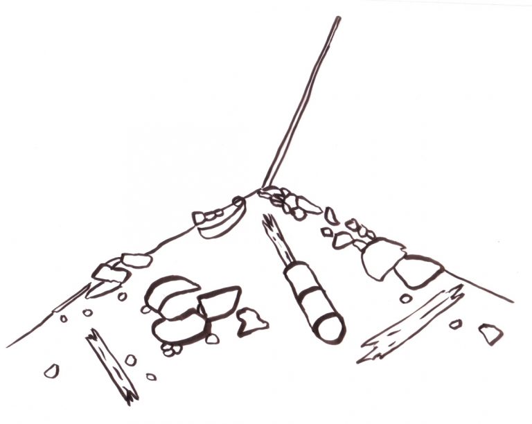 An illustration of Franklin's cairn, drawn by Teva Harrison